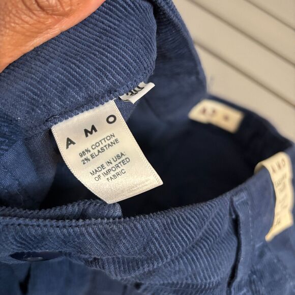 AMO Easy Army Trouser Pants Womens 30 Navy Corduroy Relaxed Rise High Waisted - Picture 6 of 8